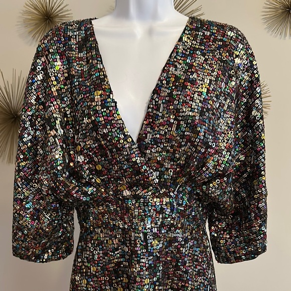 Multicolor Sequin Dolman Sleeve Dress NWOT - Picture 3 of 6